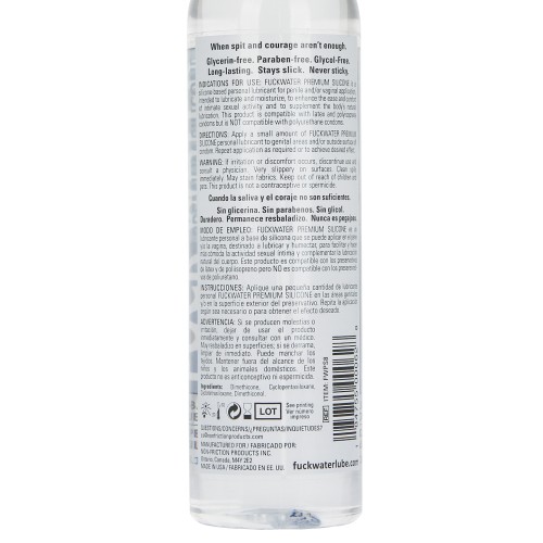 Lubricante Personal de Silicona Fuck Water Premium 8 oz