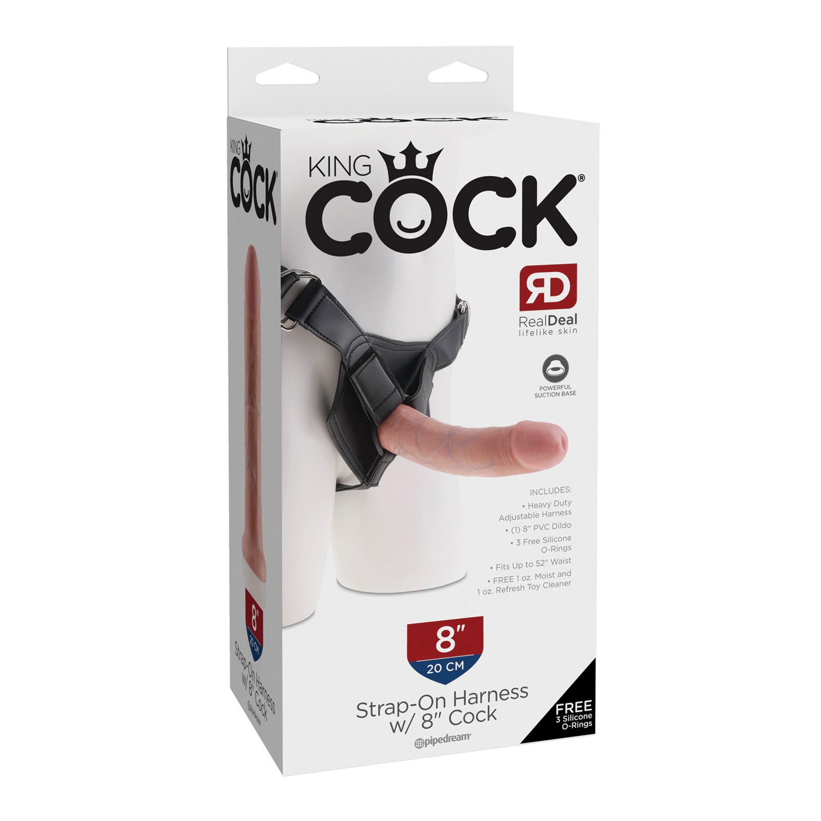 King Cock Strap-On Harness with 8 Inch Cock - Realistic Experience