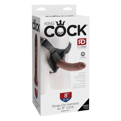 King Cock Arnés Strap On con Pene de 8 Pulgadas Marrón