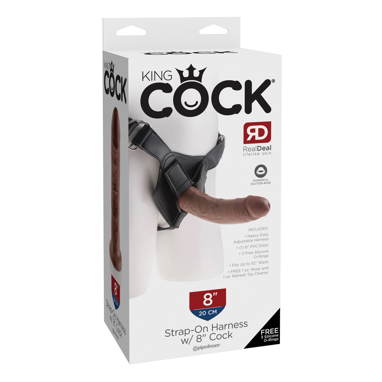 King Cock Strap On with 8 Inch Cock Brown