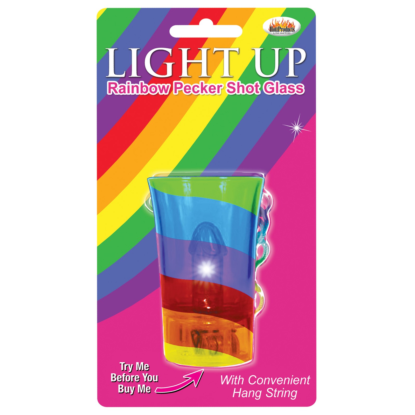 Light Up Rainbow Pecker Shot Glass - Party Fun