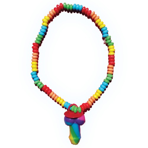 Rainbow Stretchy Cock Candy Necklace