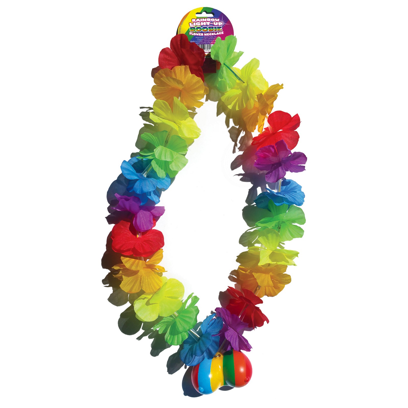 Rainbow Light Up Flower Boobie Necklace