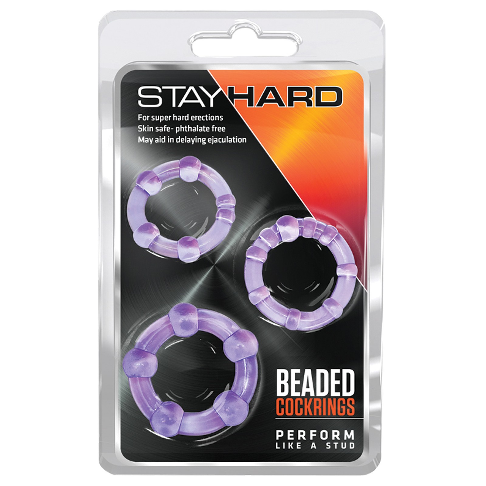 Blush Stay Hard Beaded Cock Rings Purple Set of 3