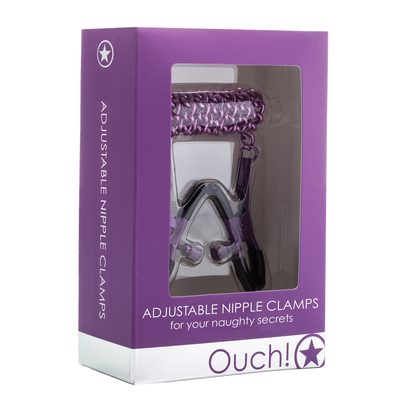 Shots Ouch Adjustable Nipple Clamps Purple - Sensation Play