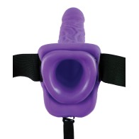 Fetish Fantasy 7" Vibrating Hollow Strap-On with Balls - Purple