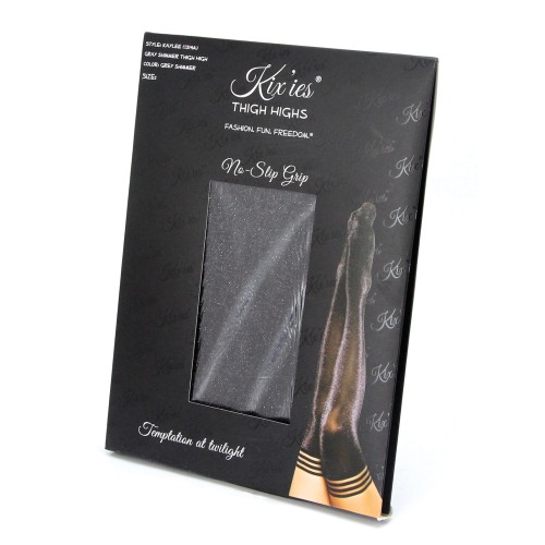 Kix'ies Grey Shimmer Thigh Highs Size A