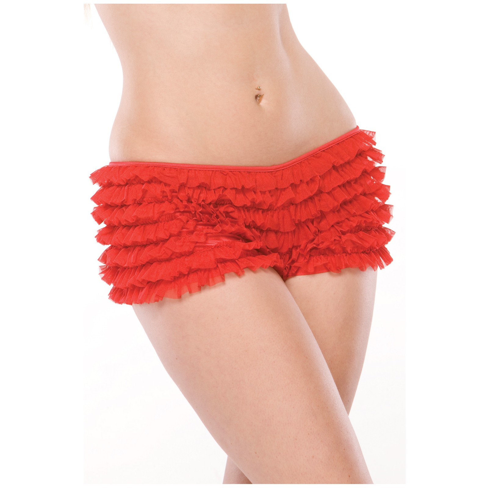 Ruffle Shorts with Back Bow Detail Red OS/XL