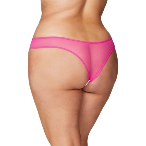 Thong Crotchless con Perlas - Rosa Fucsia 1X/2X