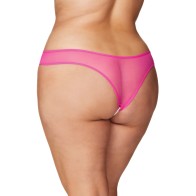 Crotchless Thong with Pearls - Hot Pink 1X/2X