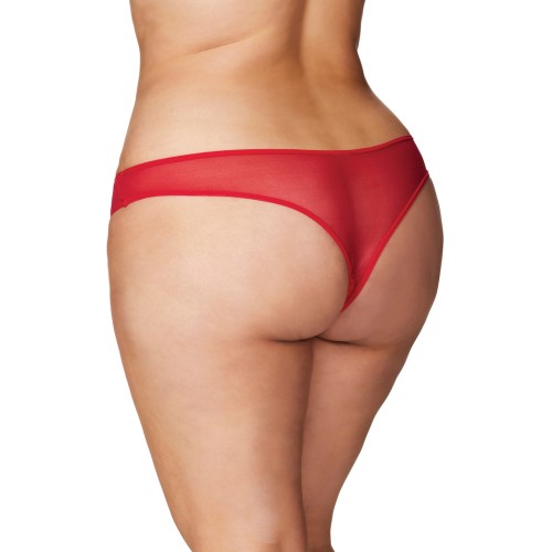 Crotchless Thong with Pearls Red 1X/2X