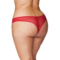 Tanga Crotchless con Perlas Rojo 1X/2X