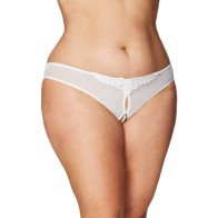 Crotchless Thong with Pearls White 1X/2X