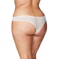 Tanga Crotchless con Perlas Blanco 1X/2X