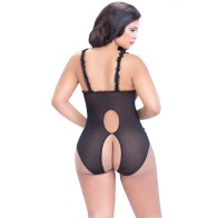 Lace Open Cup & Crotchless Teddy for Plus Size Glam