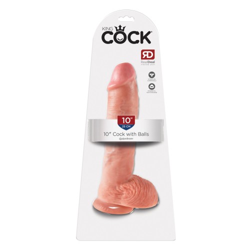 Dildo King Cock de 10" con Bolas - Flesh