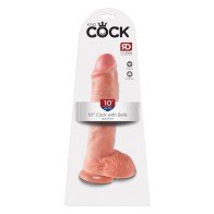 Dildo King Cock de 10" con Bolas - Flesh