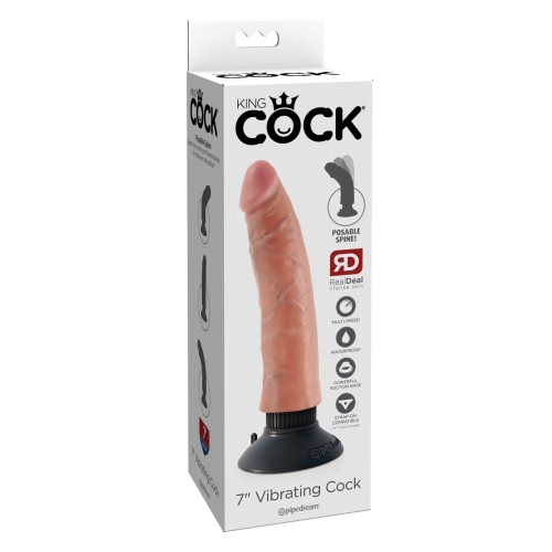 King Cock 7" Vibrating Cock Flesh Realistic Design