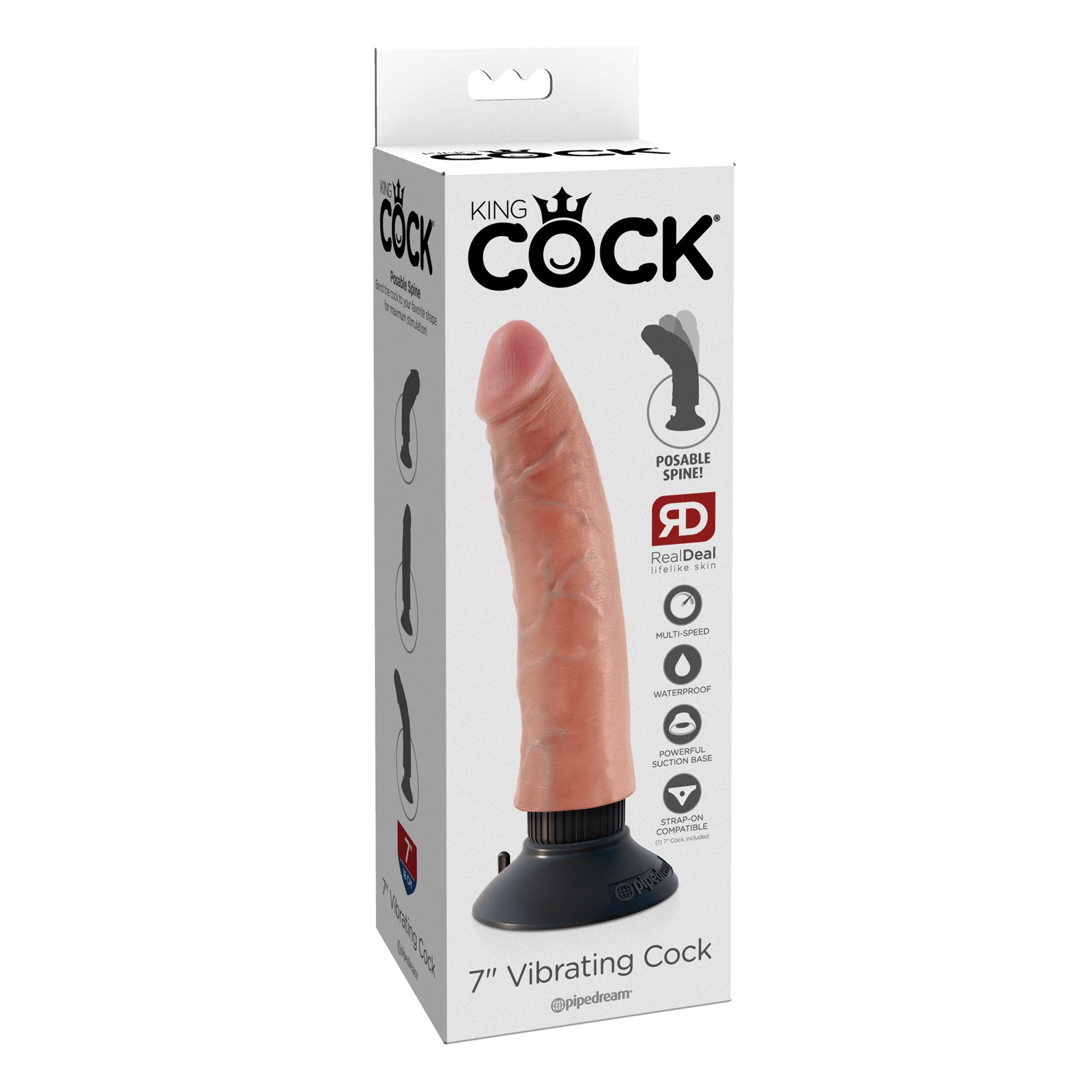 King Cock 7" Vibrating Cock Flesh Realistic Design