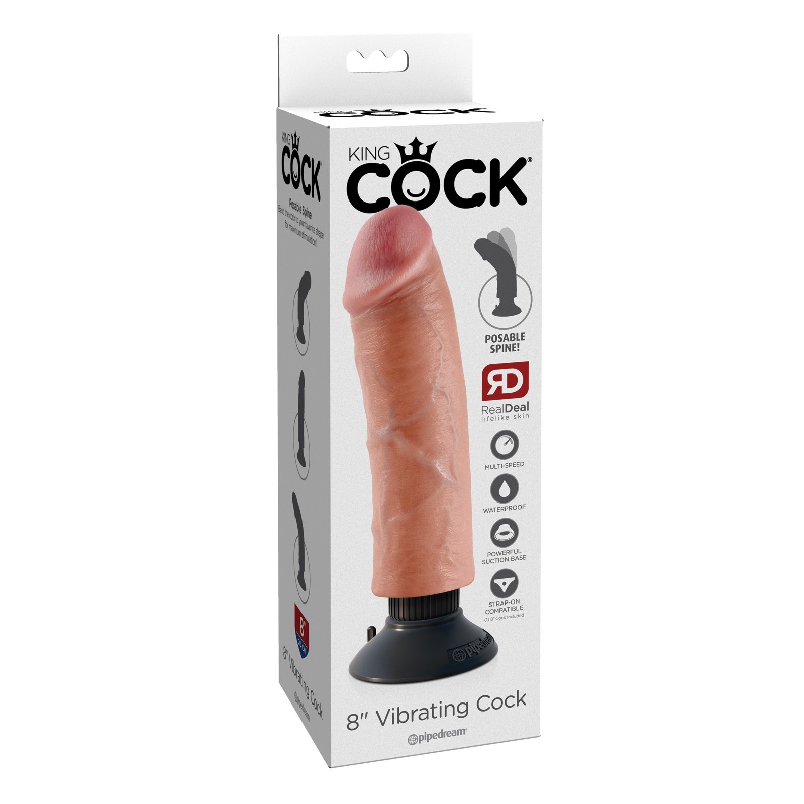 Dildo Vibrante King Cock de 8 Pulgadas para el Máximo Placer