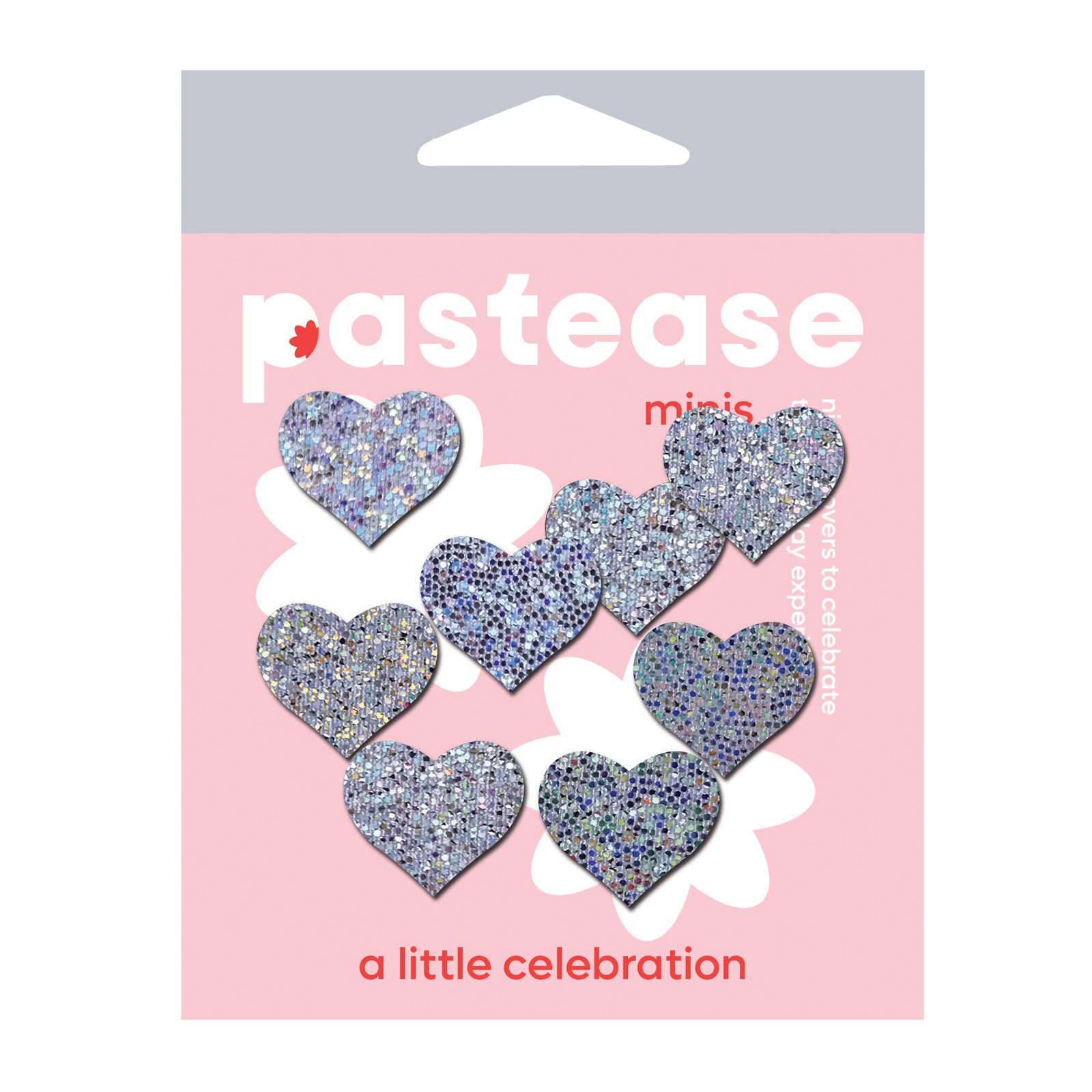 Pastease Premium Mini Glitter Hearts Silver Pack of 8