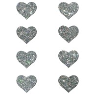 Pastease Premium Mini Glitter Hearts Silver Pack of 8