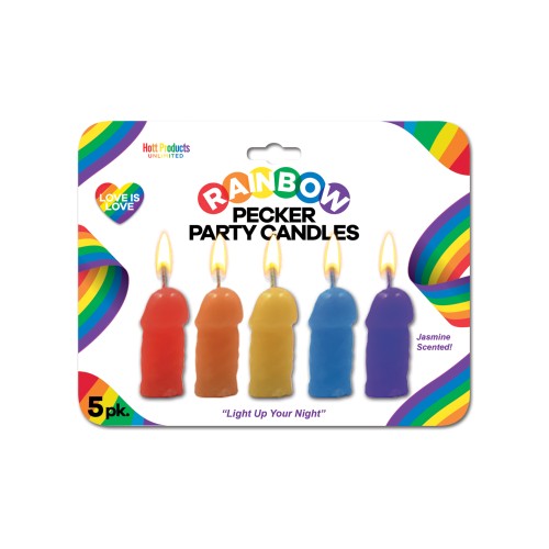 Velas de Fiesta Pecker Arcoíris - Pack de 5