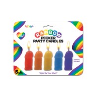 Rainbow Pecker Party Candles - Pack of 5