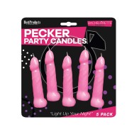 Bachelorette Party Pecker Party Candles Pink Pack of 5