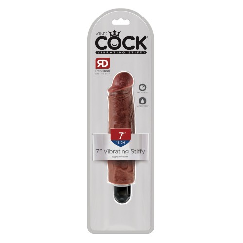 King Cock 7 Inch Vibrating Stiffy - Brown