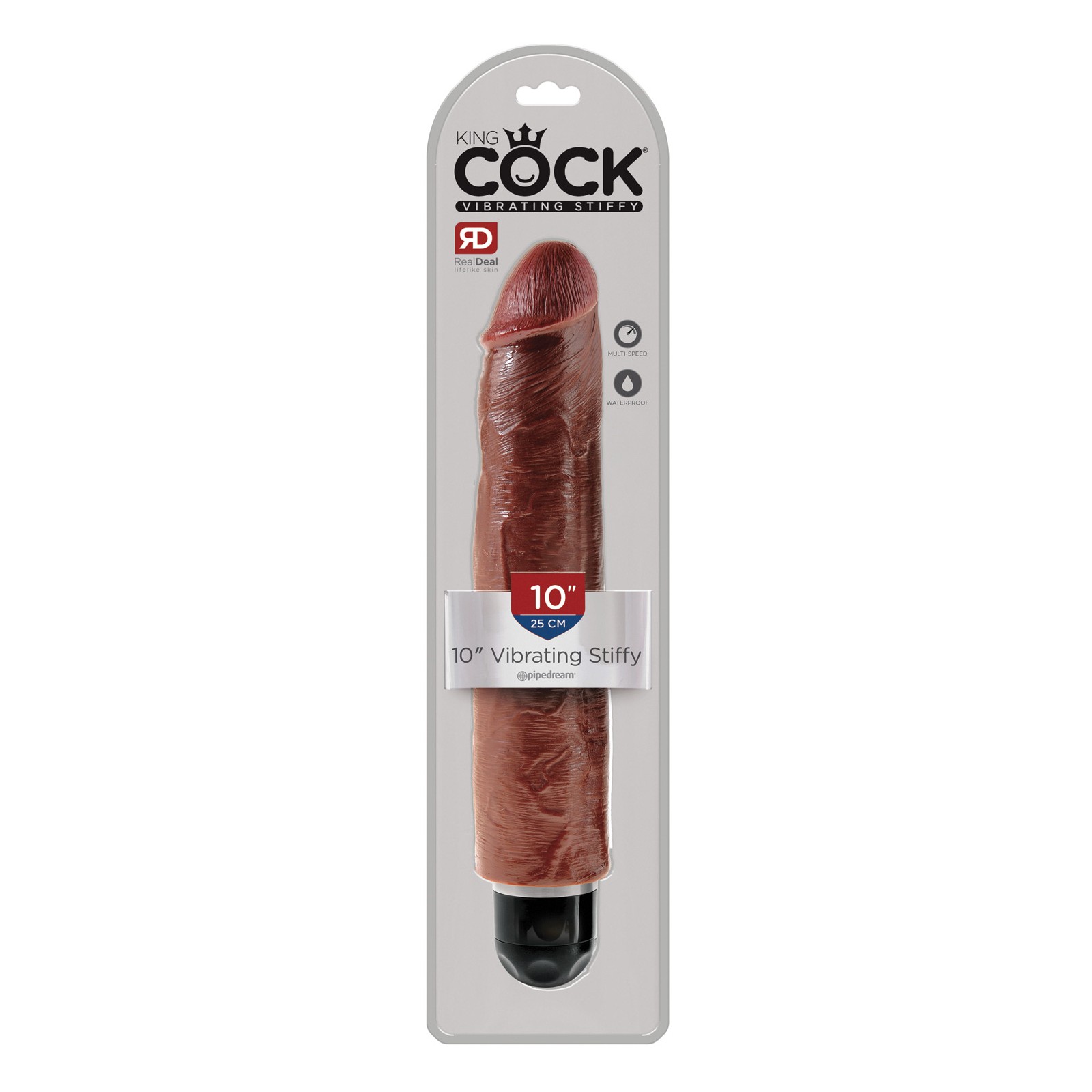 King Cock 10 Inches Vibrating Stiffy Brown for Realistic Pleasure