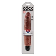 King Cock 10 Inches Vibrating Stiffy Brown for Realistic Pleasure