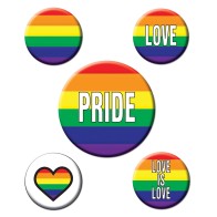 Rainbow Party Buttons Set of 5 for Pride