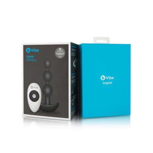 b-Vibe Triplet de Bolas Anales con Control Remoto Negro para Placer Intenso