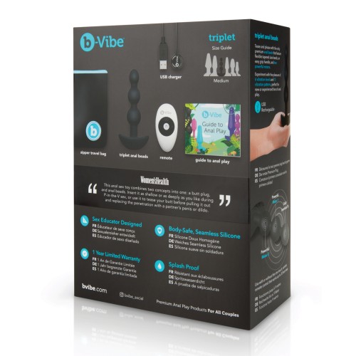 b-Vibe Triplet de Bolas Anales con Control Remoto Negro para Placer Intenso