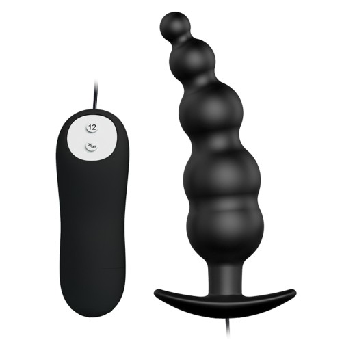 Vibrating Bead Shaped Butt Plug - Black