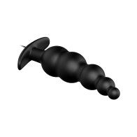 Vibrating Bead Shaped Butt Plug - Black