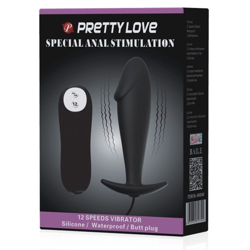 Plug Anal Vibrador en Forma de Pene Pretty Love Negro