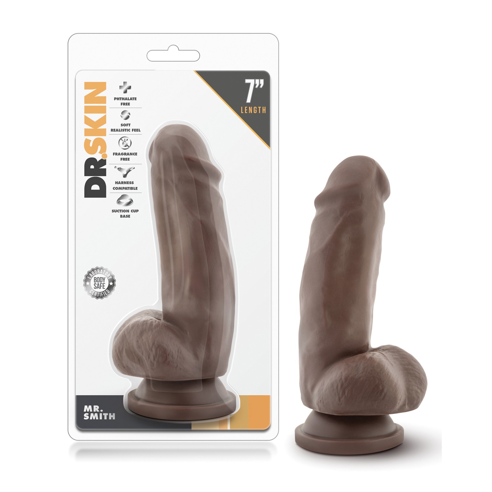 Blush Dr. Skin Mr. Smith 7" Dildo Suction Cup Chocolate