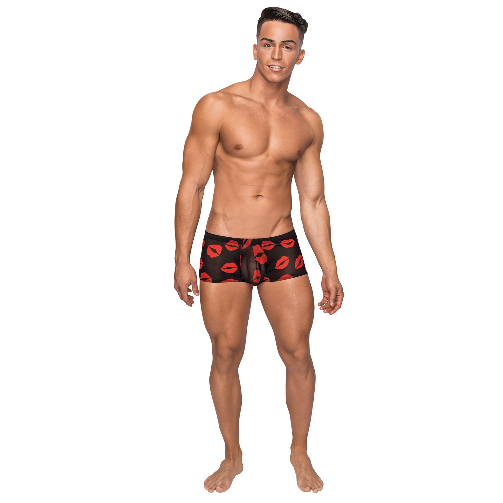 Kiss Me Stretch Mesh Mini Short Blk/Rd LG