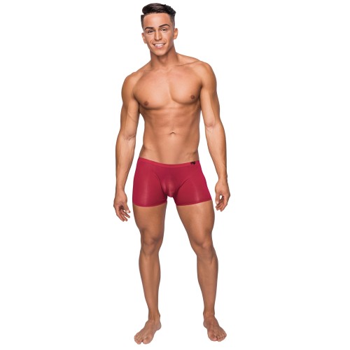 Seamless Sleek Short with Sheer Pouch Red