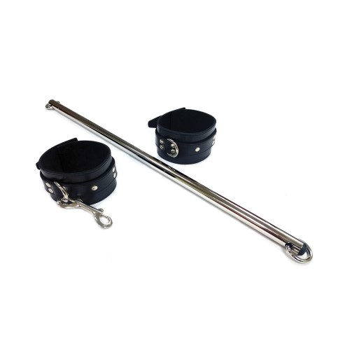 Rouge Leather Leg Spreader Bar with Black Cuffs - Boundless Pleasure