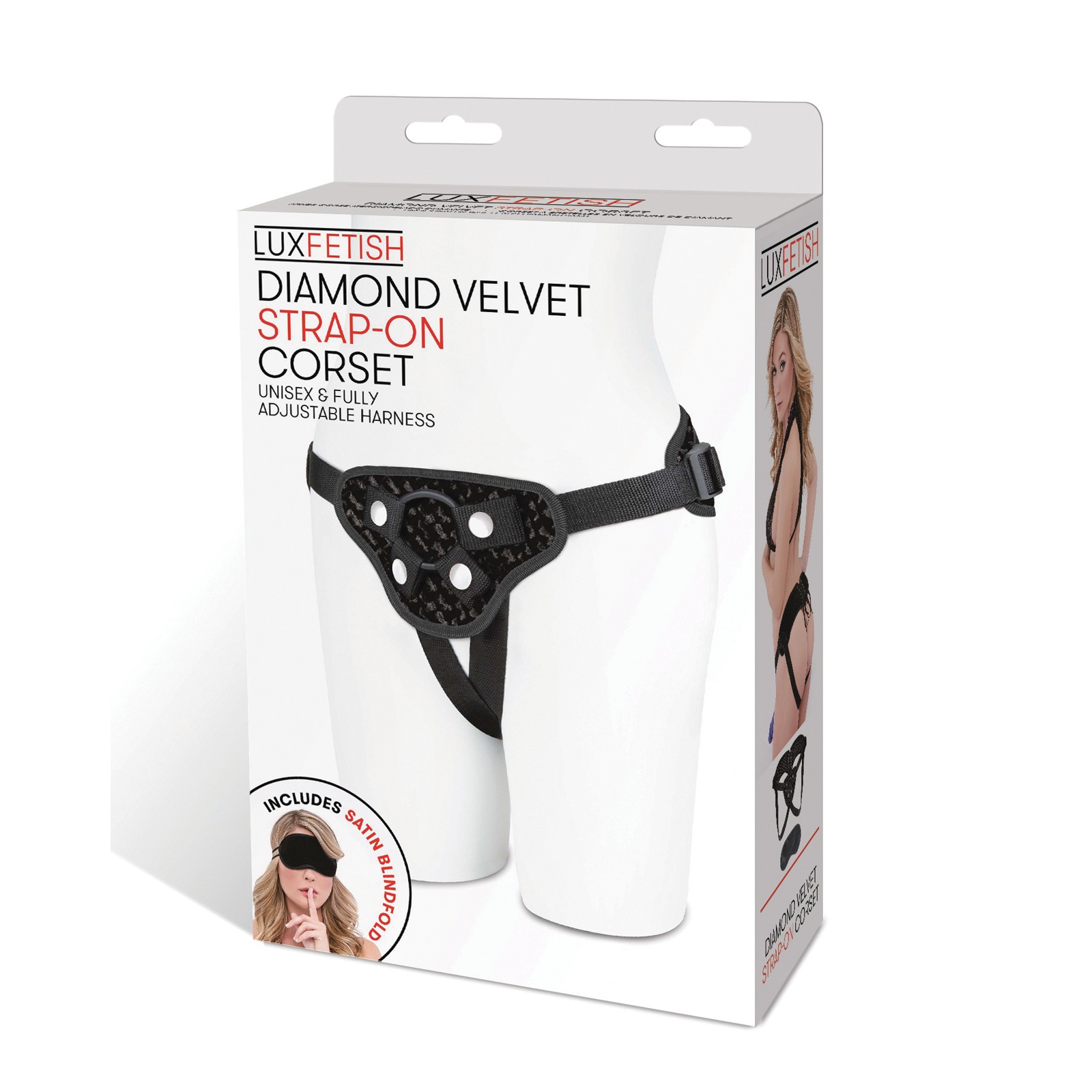 Lux Fetish Diamond Velvet Strap-on Corset Black