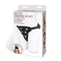 Lux Fetish Diamond Velvet Strap-on Corset Black