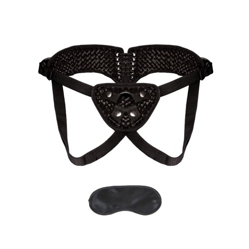 Lux Fetish Diamond Velvet Strap-on Corset Black