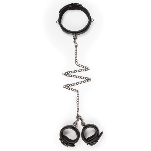 Easy Toys Faux Leather Collar with Handcuffs Black