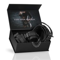 Easy Toys Faux Leather Collar with Handcuffs Black