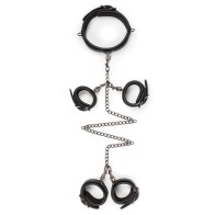 Easy Toys Fetish Set with Collar, Ankle and Wrist Cuffs - Black