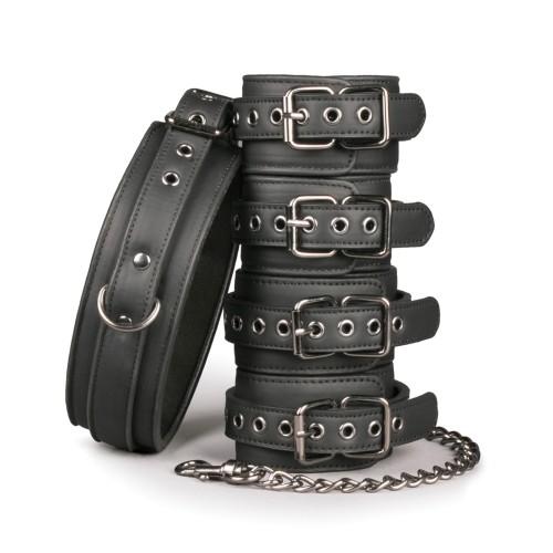 Easy Toys Fetish Set with Collar, Ankle and Wrist Cuffs - Black