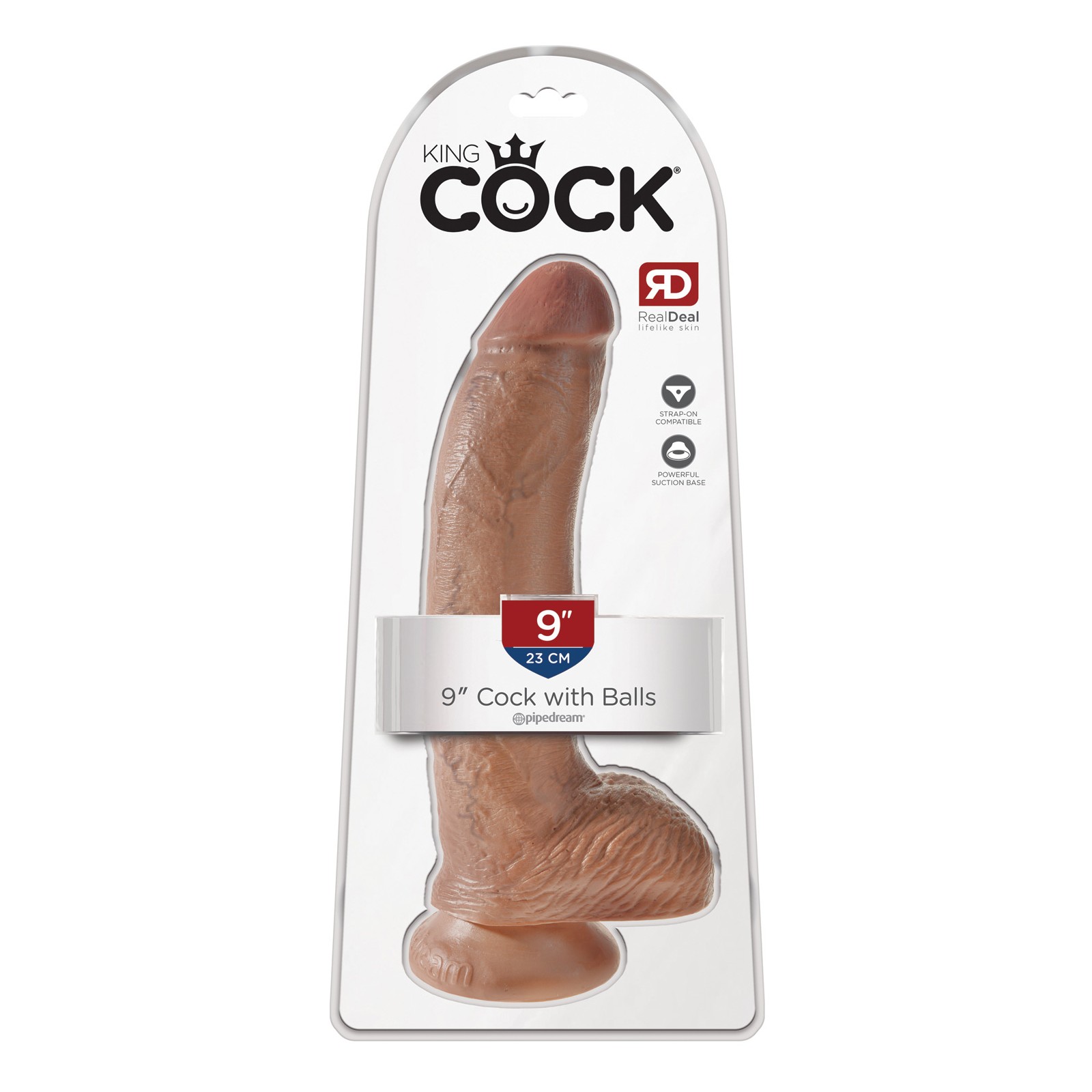 King Cock 9" Cock with Balls in Tan